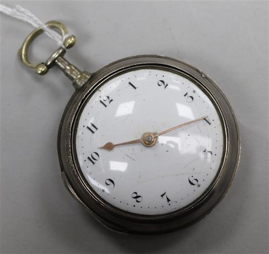 A George III silver pair-cased pocket watch